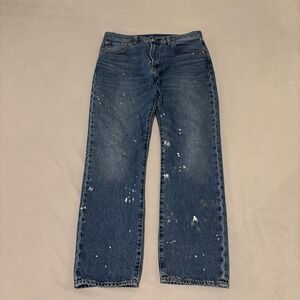 Levis 551z Premium 32x32 Blue Medium Wash Denim Paint Splash Grunge Straight Leg